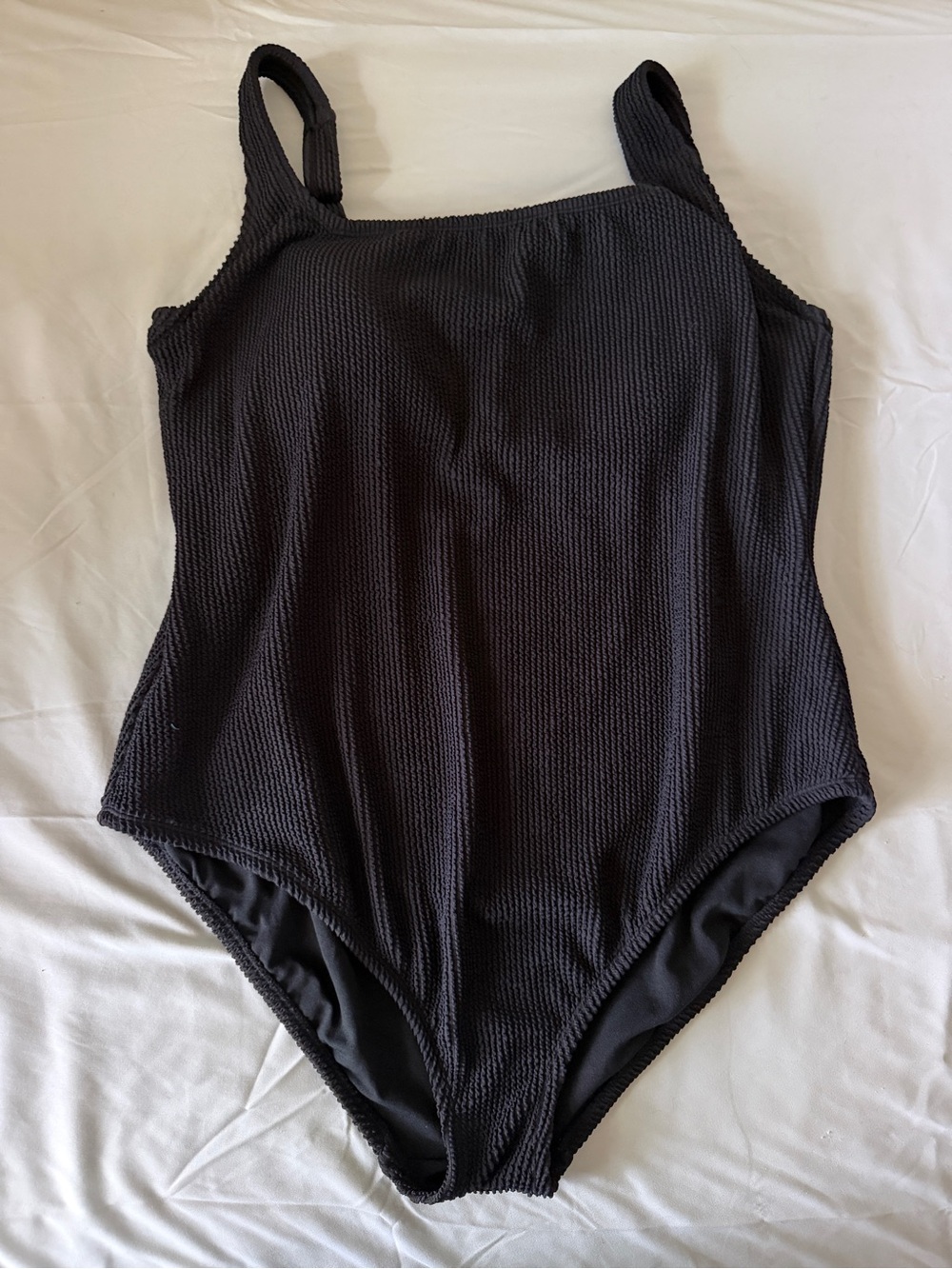 Women’s Black One-Piece Swimsuit – Comfortable Ribbed Design - size 20
